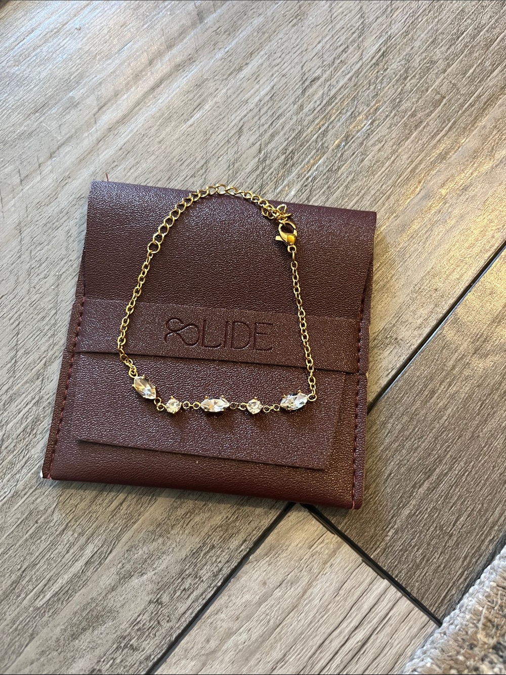 SLIDE Gold Chain Bracelet with Clear Crystal Accents